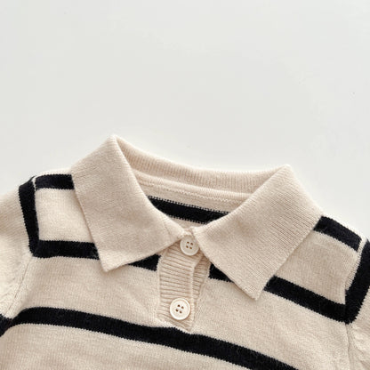 Long Sleeved Collared Striped Soft Casual Shirt For Boys 0-36 Months