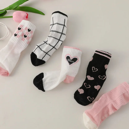 5 Pairs Fashion Mesh Cotton Socks For 1-12 Years