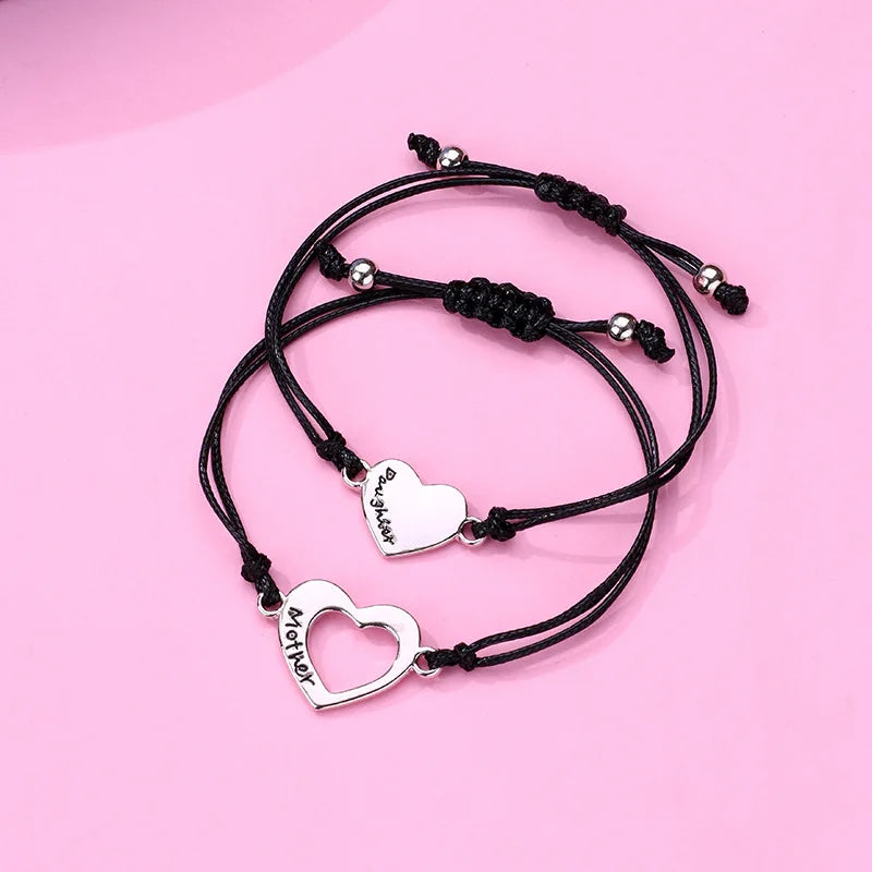 2 Piece Mommy And Me Matching Stainless Steel Love Heart Bracelets