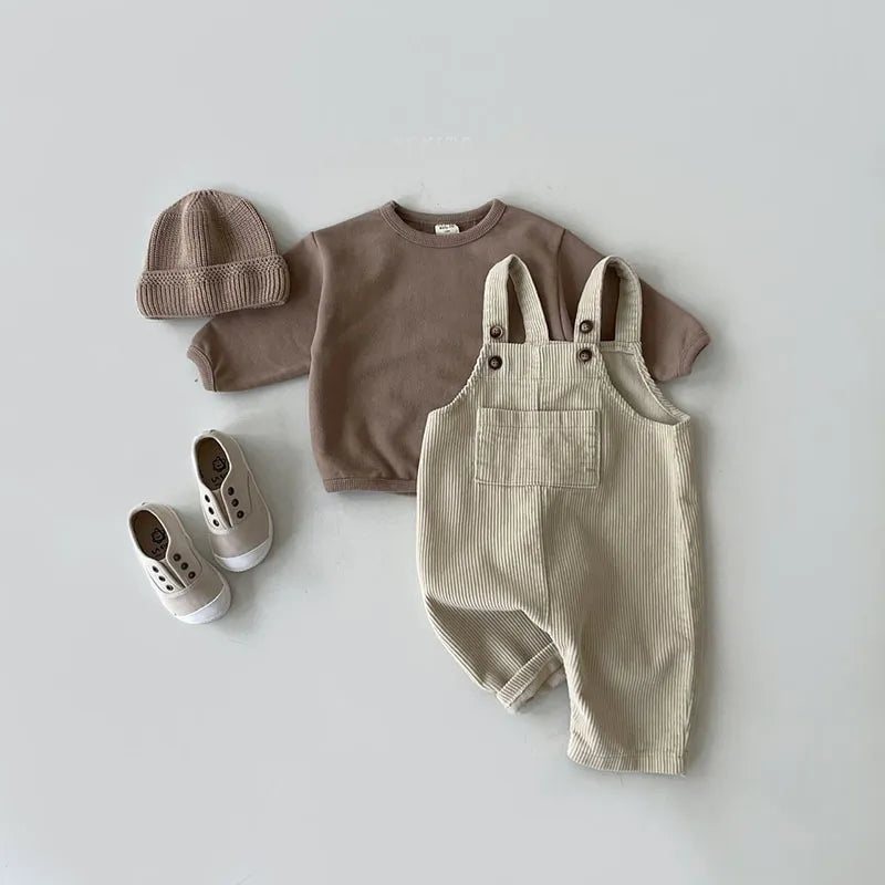 Casual Corduroy Bib Pants Overalls For 3-24 Months