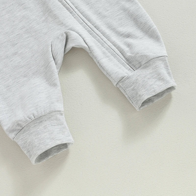 Long Sleeve Zipper Block Color Romper 0-24 Months