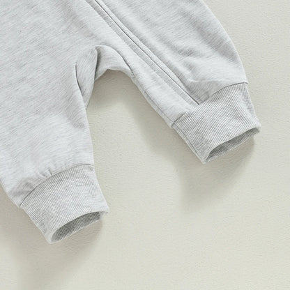 Long Sleeve Zipper Block Color Romper 0-24 Months