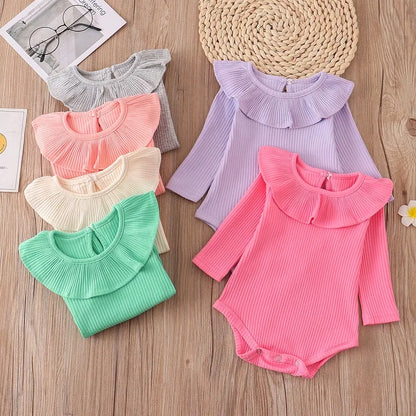 Baby Girl Solid Color Long Sleeve Bodysuit