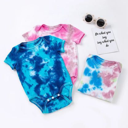 Short Sleeve Tie-dye Bodysuits Unisex 0-18 Months