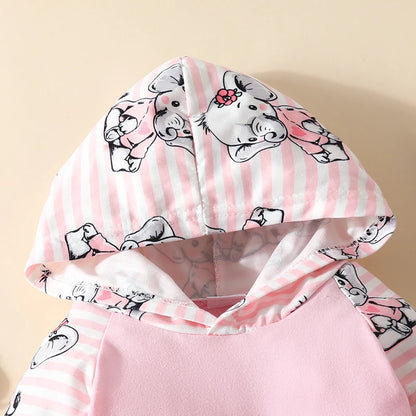 2 Piece Pinstripe Elephant Hoodie and Pant Set