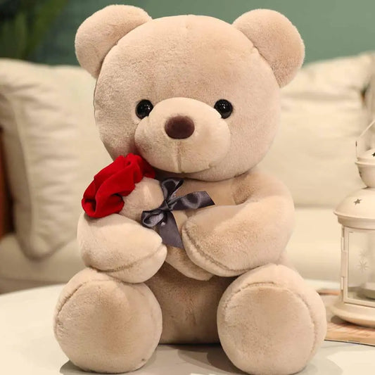 Stuffed Teddy Bear With Rose 25 cm