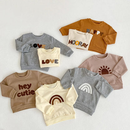 Rainbow Sun Print Long Sleeve Pullover For 6 Months - 5 Years