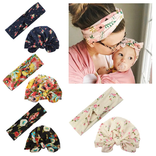 2 Piece Set Mother & Daughter Floral Headbands