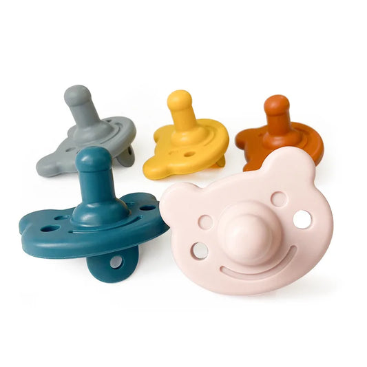 Soft Bear Shaped Silicone Pacifier Solid Colors