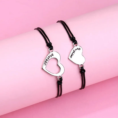 2 Piece Mommy And Me Matching Stainless Steel Love Heart Bracelets