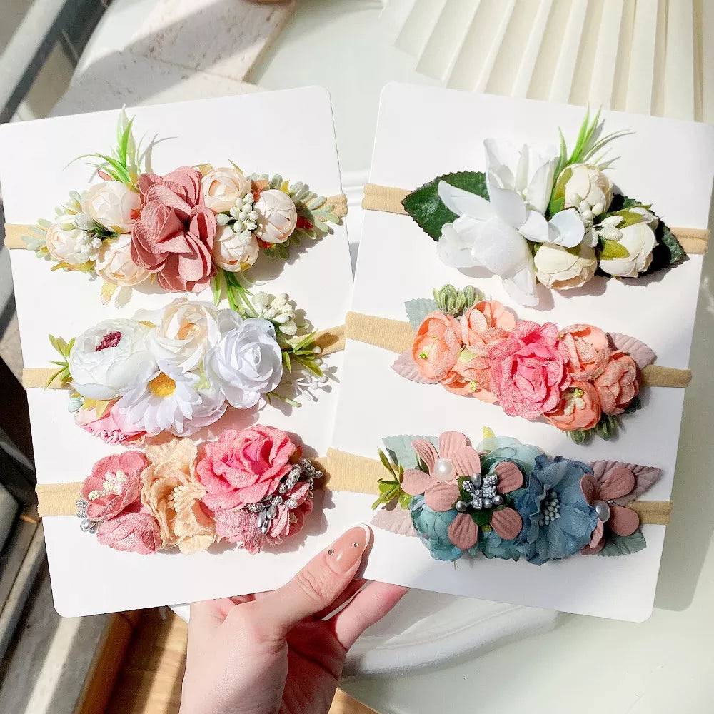 3/4 Pieces Artificial Flower Headband Sets