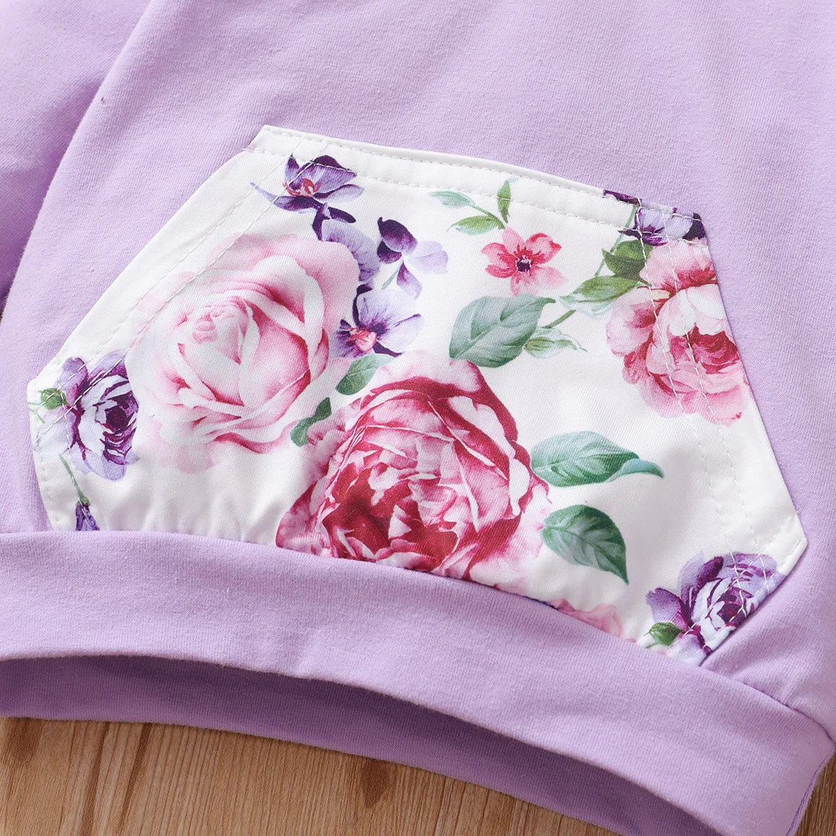 3 Piece Floral Hoodie Floral Pants and Headband For 0-18 Months