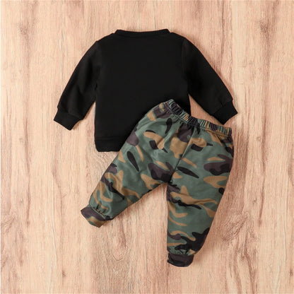 2 Piece Boys Long Sleeve Pullover And Camouflage Pants Size 3-24 Months