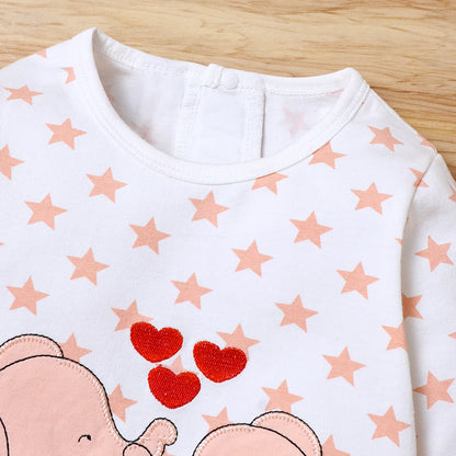 Long Sleeve Elephant Love-Heart Romper For 3-12 Months