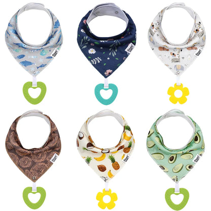 100% Organic Cotton Bandanna Drool Bibs and Teething Toys