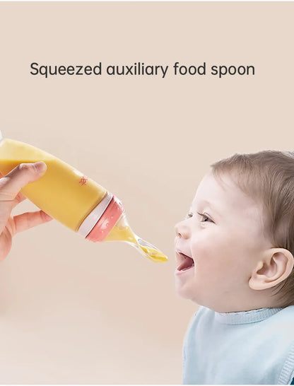 Squeeze Type Feeding Bottle With Silicone Training Spoon